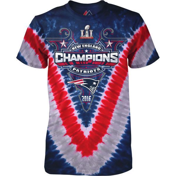 New England Patriots Majestic Super Bowl LI Champions Exclusive V-Dye T-Shirt - Navy/Red
